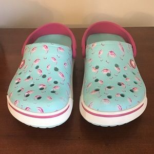 Crocs Flamingo Light Blue and Pink. Size 1